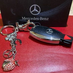 Mercedes AMG Petronas Black and Silver Key Fob with Red Accents